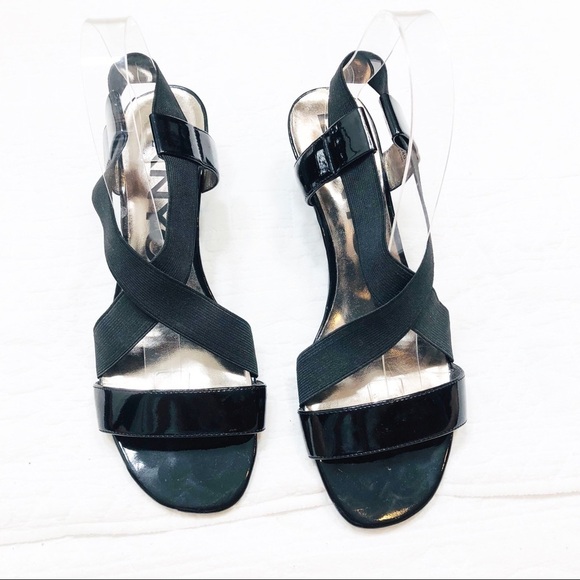 🔥 DKNYC Valentina black patent leather sandals sz9 - Picture 2 of 8